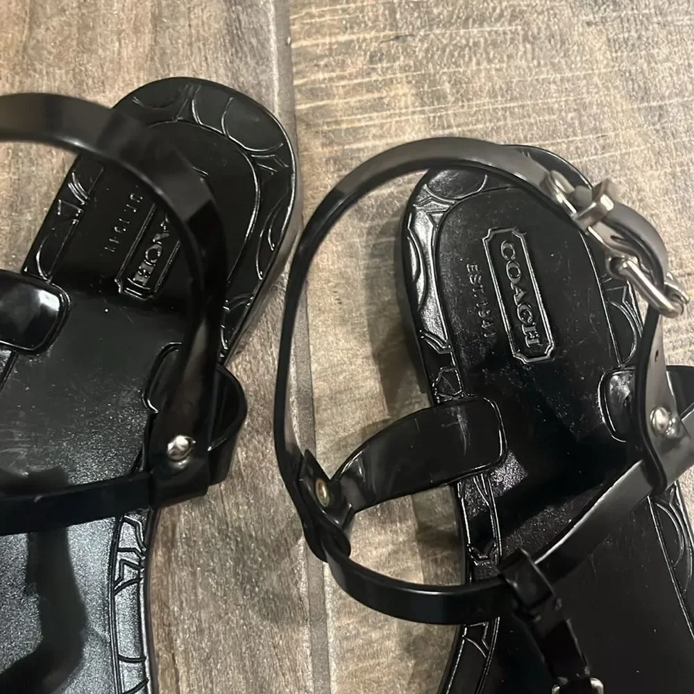 Coach black logo sandals